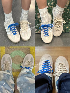 Original Loudong Gold Grass Shoes Laces Matched with Adidas Gazelle Rope Shoelaces Beige Blue Color Durable Cloth Shoes Accessories