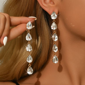 Multi colored drop crystal pendant earrings with rhinestones suitable for wedding bridesmaids dinners and dances