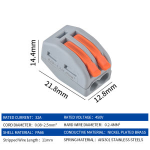 JinH | JINH 20Pcs Electrical Quick Connect Set CMK412 Self-Locking 2-Port Wire Clamp for DIY Lighting & Appliance