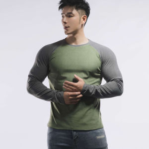 Mens Long Sleeve Fitness Shirt Breathable Polyester Fiber Training Top Thermal Base Layer T-Shirt for Running And Gymming