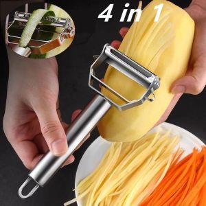 Multifunctional Stainless Steel Peeler Slicer Fruit Vegetable Peeler Shredder 4 in 1 Kitchen Tools Multifunction Slicer Cutter Gadgets Potato Cutlery Tool