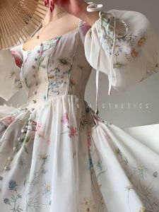 กระโปรงยาวพิมพ์ลายชุดนางฟ้าสำหรับผู้หญิง 2023 ต้นฤดูใบไม้ (20 ชุด) ผลิสัมผัสดีไซน์ใหม่แฟชั่นสไตล์จีนแบ่งชา