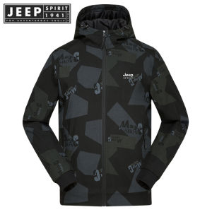 JEEP SPIRIT Áo Khoác Thường Ngày Chống Gió Mùa Xuân ESTD 1941 Áo Khoác Túi Hộp Màu Đen Thể Thao Ngoài Trời Cho Nam