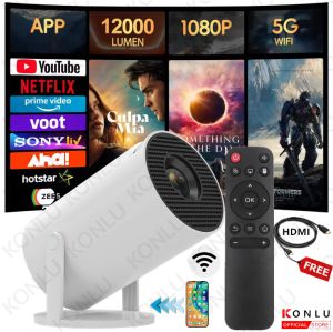 ติดตามร้านค้ารับคูปอง 70 บาท [ของขวัญฟรี: 1 * สาย HDMI] KONLU HY300 pro โปรเจคเตอร์ 4K Android สมาร์ท 11.0 LCD Ultra HD 12000 Lumens 5G/2.4G WIFIบลูทูธโฮมเธียเตอร์ มินิโปรเจคเตอร์สามารถเชื่อมต่อโทรศัพท์มือถือ / แท็บเล็ต / คอมพิวเตอร์