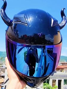 1 Pasang Tanduk Aksesoris Helm Tanduk Bentuk Tanduk Devil Dekorasi Tanduk Helm ABS Bermutu Tinggi Lem Suction Cup