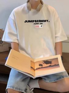 Áo Thun Cotton Tay Ngắn Màu Trắng Mùa Hè Cho Nam Áo Thun Cotton Rộng Rãi Thường Ngày Thời Trang Đường Phố Phong Cách Mỹ