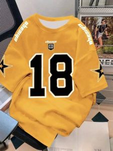 Street fashion mens summer 18 digit print comfortable breathable round neck T-shirt outdoor high street top