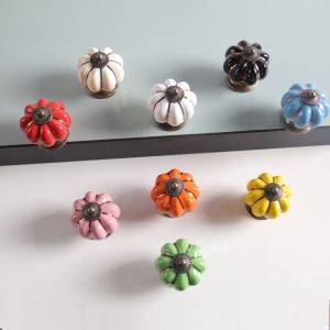 Ceramics Pumpkin Cabinet Handle Vintage Drawer Handle Door Knobs Replacement for Drawer Cabinet Door