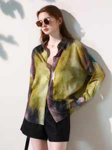 Miccbeirn | Lenzing Lyocell Cool Floral Artistic Style Long Sleeve Shirt Top Design Sensation Small Audience Elegant Commuter Style Loose Fit