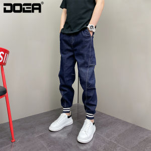 Washed Loose Harajuku Style Mens Jeans Spring Autumn Trendy Casual Youth Loose Fit Drawstring Cuffed Denim Pants