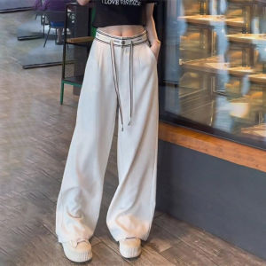 Summer 2024 High Waist Wide Leg Pants Womens Casual Suit Loose Slimming Straight Floor-Length Trousers Versatile Long Pants