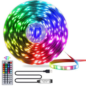 This indoor decorative RGB light strip is USB powered and suitable for use in bedside rooms living rooms holiday decorations.