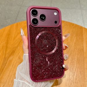 Luxury Full Diamond Magnetic Phone Case For iPhone Air 18 17 15 14 13 12 11 Pro Max 16 Plus For Magsafe Shockproof Case Cover