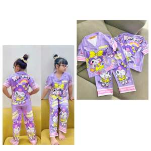11-45kg babythree- kuromi- “-labubu - capypara- bộ pizama tay ngắn quần dài bé gái thun lạnh bền đẹp