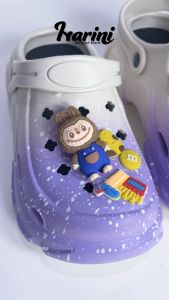 Sandal Anak Kodok Free Acc Labubu Jibbitz Slop Kodok Dejavu Sendal Korean Style Blac kPink X606-13