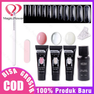 3 Warna Ujung Kuku Prancis Set Alat Manikur DIY Isi 8 Buah/Set Ujung Kuku Ekstensi Cepat Kuku Gel Pembangun UV Seni Kuku