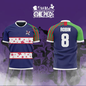 Bandai | 2026 One Piece Anime NICO ROBIN NO.8 3D Print Football Jersey for Mens Tshirt Summer Sports Shirt Casual Tees Kids/Adult Y2k
