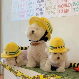 Pet Engineering Team Safety Helmet Puppy Kitten Hat Halloween Pets Accessories Small Medium-Sized Dog Corgi Labrador Photo Props