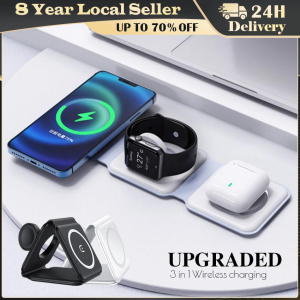 3 In 1 Magnetic Wireless Charger Pad for IPhone 15 14 13 12 Pro Max Airpods IWatch 8 7 Fast Charging Dock Station Chargers Foldable Magnetic 15W Wireless Charger for iPhone 14 13 12 Pro Max Portable Wireless Charger For Apple Watch 7 6 5 4 3