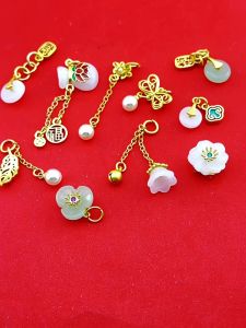 (1 cái)Charm treo phối ngọc nhiều mẫu Nguyên liệu làm trang sức cổ trang Nguyên liệu diy