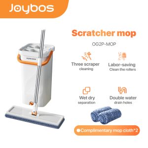 Joybos Floor Mop Self Wash Squeeze Dry Flat Mop 2in1 360 Spin Mop With Bucket Mop Refill Pad
