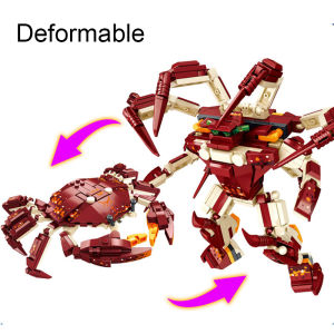 Ocean Animals Building Block DIY Creative Assembly Crab Small Particle Toy Shark Lobster Robot Deformation For Kids Adults Gift