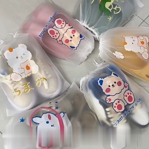 SK-C979 Travel Pouch Serut Transparan Motif Bear Tas Serut Tempat Penyimpanan Serbaguna / Pouch