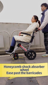 Premium Foldable Lightweight Push Wheelchair Big Spring Shock Absorption 12-inch Rear Wheels 11kg 46cm Seat Width