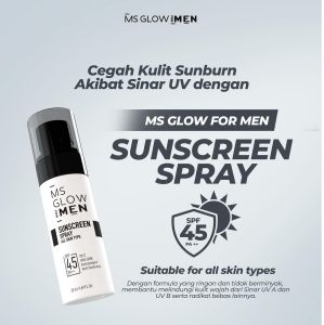 MS GLOW MEN SUNSCREEN SPRAY Sunscreen Ms Glow Man Ms Glow For Men Sunscreen Spray Menutrisi Kulit Melindungi Dari Paparan Sinar Matahari Melembabkan BPOM Mengandung Vitamin C Melindungi Wajah Dari Paparan Sinar Matahari