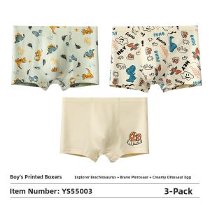 miiow | Pure Cotton Silk Childrens Underwear Boys Boxer Shorts Anti-Bacterial Comfortable Flat Angle Briefs For Ages 5-13