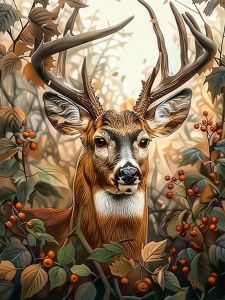 KAYOU | DIY Oil Painting By Numbers Kit Woodland Deer Acrylic Paint By Numbers Diy Numbers Painting Art on Canvas By Numbers