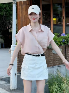 Collar Thin New Pretty Slim Breathable Womens Short Sleeve Shirt