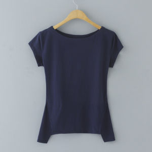 New 2023 Womens Cotton T-shirt Pure Color One-Shoulder Short-Sleeve Half Sleeve Stylish Small Shirt Commute Simple Style Summer Wear