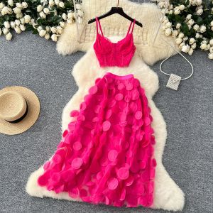 Bộ Đồ Hai Mảnh Gợi Cảm Cổ Điển Pure Desire Dành Cho Nữ Mùa Thu Áo Ba Lỗ Dây Và Chân Váy Lưới Cạp Cao Họa Tiết Bướm