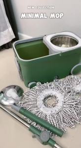 ไม้ถูพื้นถังปั่น ผ้า 2 ผืน มีล้อใหญ่2 ล้อเล็ก2 ไม้ถูพื้นครบเซ็ท ชุดถังปั่น ไม้ม็อบ ม็อบถูพื้น Spin Mop 4100