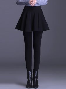 Slimming plus Size Fleece Lined Thin Womens Leggings Skirt Outerwear Bottoming Pants Long Cotton Polyester Spandex Blend