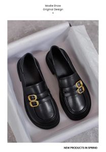 รองเท้าส้นแบนหัวมนสีดำแบบสวมสบายสำหรับผู้หญิง ทรงหัวมน สวมใส่สบาย รองเท้าแฟชั่นฤดูร้อน รองเท้าลำลอง รองเท้าบู๊ตส้นแบน