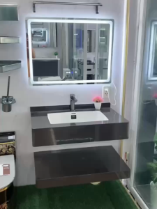 NEW Bàn Đá  Nhà Tắm Bo Góc 2 Tầng Tràn Viền Vô Cực Kèm Chậu Âm Bàn Chống Xước Mẫu Hot Nhất Hiện Nay - Hàng Nhập Khẩu Bảo Hành 10 Năm