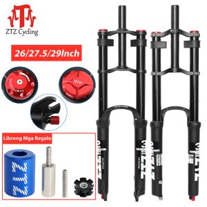 ZTZ Bike Suspension Fork 26/27.5/29er for Mountain Bike XC/AM Air Double Shoulder Shock Absorber Straight Tube Ultralight Bicycle Shock Absorber Rebound Adjust
