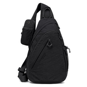 FENRUIEN กระเป๋าเป้สะพายหลังผู้ชายกระเป๋าคาดหน้าอกเป้สะพายหลังไม้แบดมินตันอเนกประสงค์กีฬาและกระเป๋าสะพายพาดลำตัวแบบลำลองหลายช่อง