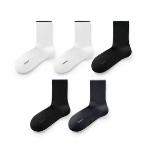 YOUKESHU | Mens Summer Thin Mid-Calf Breathable Antibacterial Sweat Absorbent Cotton Socks Half-Mid Tube No Tree Brand Simple Style Cotton Blend