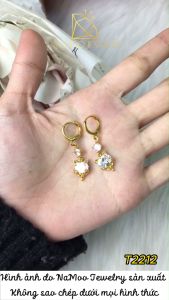 Bông Tai Tròn T2212 Mặt Hồ Ly Màu Đá Trắng Thời Trang Xinh Cho Nàng