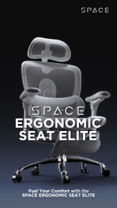SPACE Ergonomic Chair Elite - 4 Years Official Warranty (Ergo Office Chair Adjustable Lumbar Mesh Chair Gaming Chair)