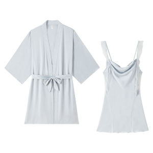 BE | French Style Silk Padded Ice Silk Nightgown Autumn/Spring