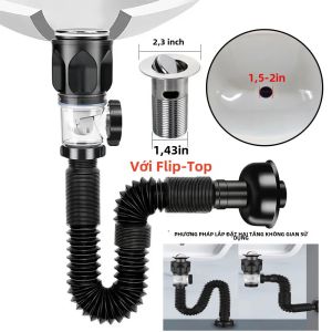 Đa Năng Lật Đầu Nhà Bếp Phòng Tắm Bồn Rửa Thoát Nước Có Thể Thu Vào Bộ Lọc Khử Mùi Linh Hoạt Downspout Chống Tắc Phụ Kiện