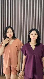 Setelan Nagita Hotpants Bahan Crinkle Airflow