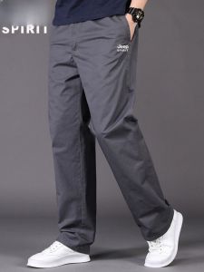 Jeep Pure Cotton Summer Thin Mens Casual Pants Loose Straight Leg Workwear Large Size Sports Long Trousers Fashion Urban Style
