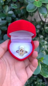 CSMALL แหวนพลอยซิทรินแท้(Citrine) เงินแท้ 92.5% เคลือบทองคำขาว ไซส์นิ้ว 54 หรือ 7US สินค้าส่งในกล่องเครื่องประดับ พร้อมใบรับประกัน