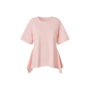 High-density Elastic Cotton T-Shirt Loose Fit with Irregular Hemline