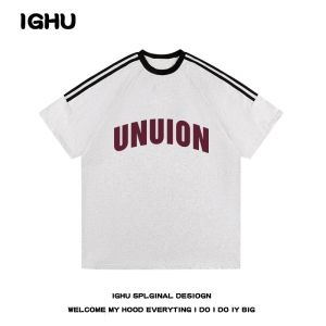 Pure Cotton Heavyweight Shoulder Insert Short Sleeve T-Shirt Mens American Retro New Chinese Design Trendy Loose Top